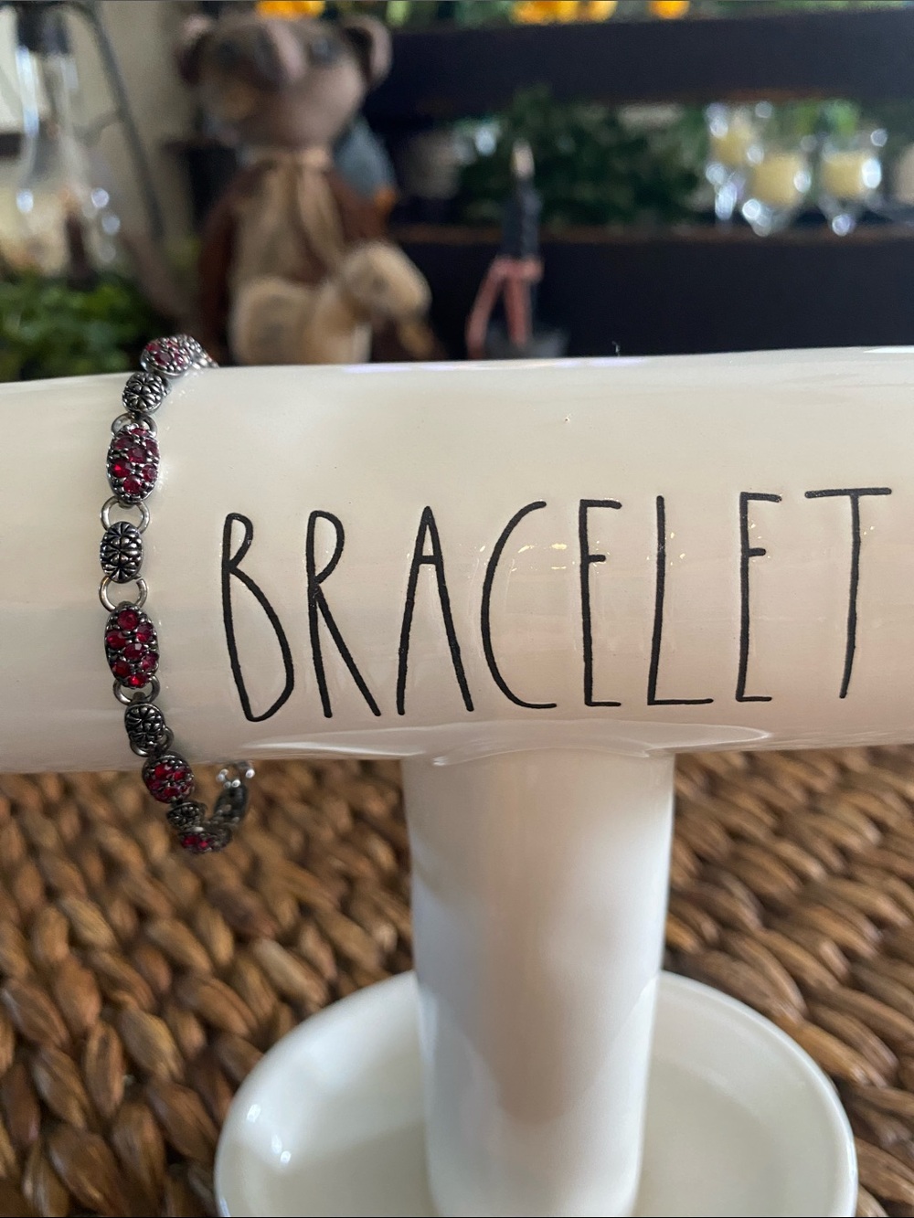 Antique Silver & Red Floral Link
